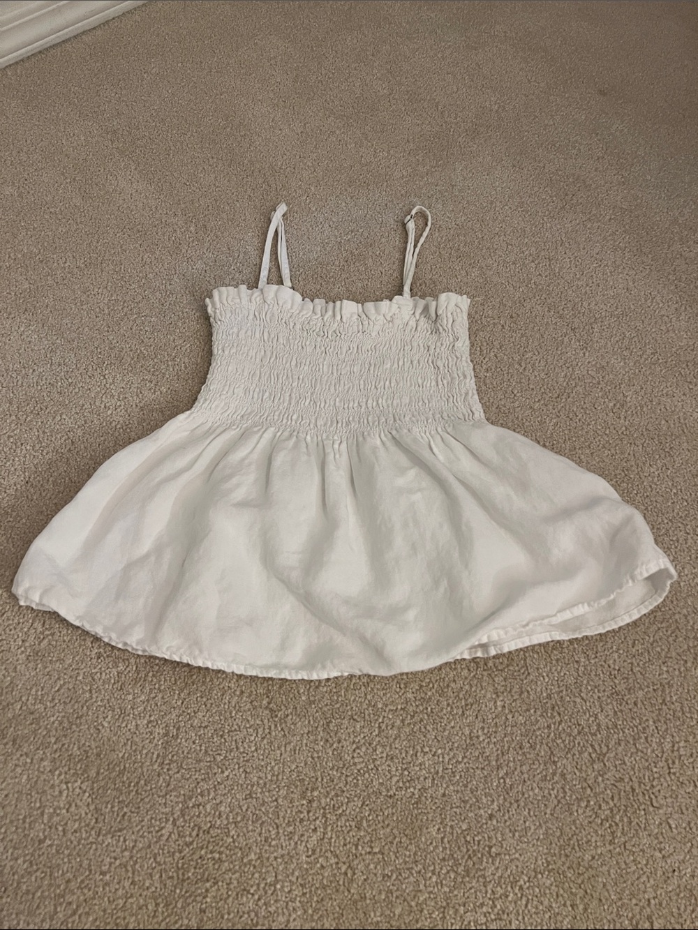 Nordstrom Cloth & Stone White Smocked Linen Blend Tank — Small